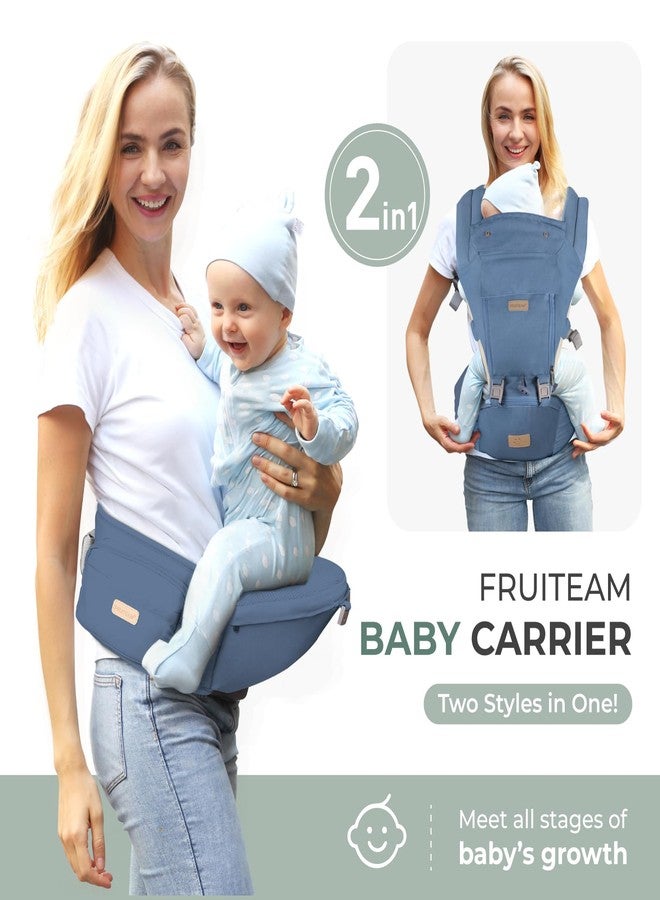 FRUITEAM 6-in-1 Baby Carrier with Hip Seat for Breastfeeding, One Size Fits All - Adjustable Toddler Carrier with Lumbar Support for All Seasons, Adapt to Newborn, Infant & Toddler (Indigo Blue) - Image 4