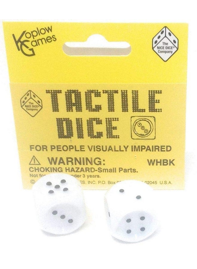 Koplow Games White Tactile Dice with Raised Black Pips D6 20mm (25/32in) Pack of 2 Dice Koplow Games - Image 2