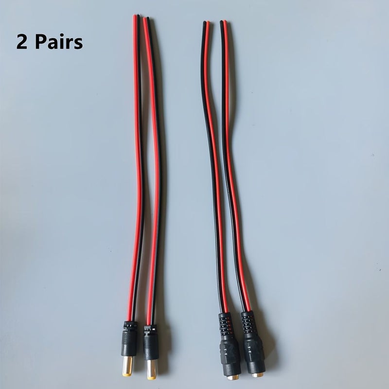 2 Pairs 5.5x2.1mm Male Female Plug 12V DC Power Pigtail Cable for CCTV Camera Connector Extension - Image 2