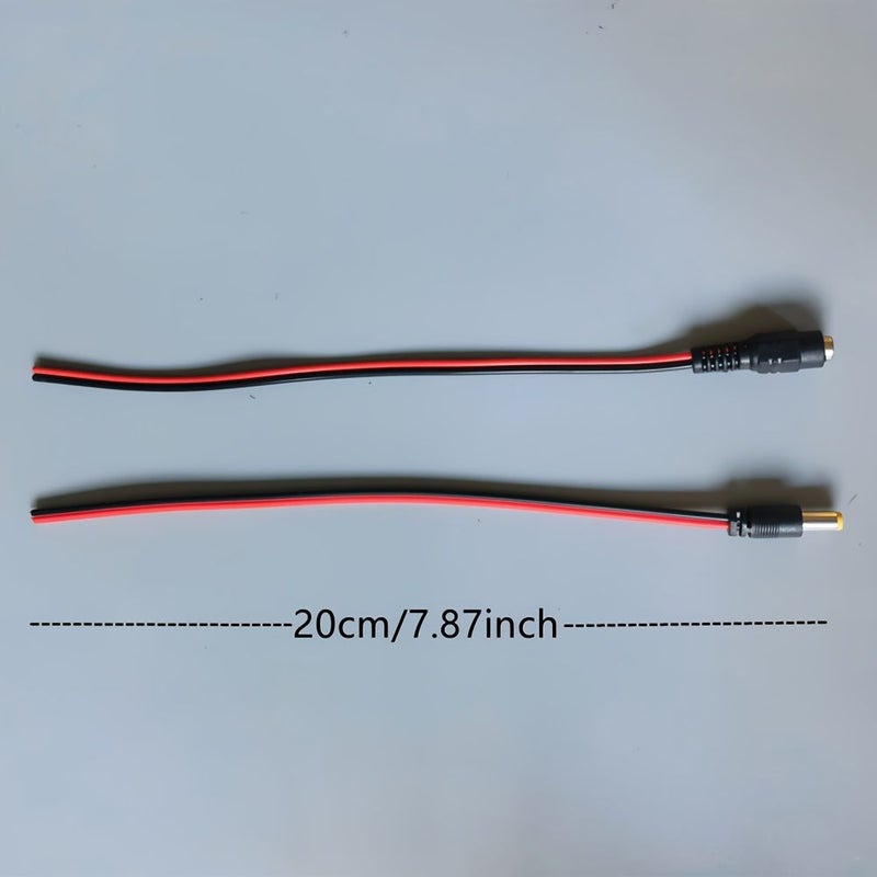 2 Pairs 5.5x2.1mm Male Female Plug 12V DC Power Pigtail Cable for CCTV Camera Connector Extension - Image 3