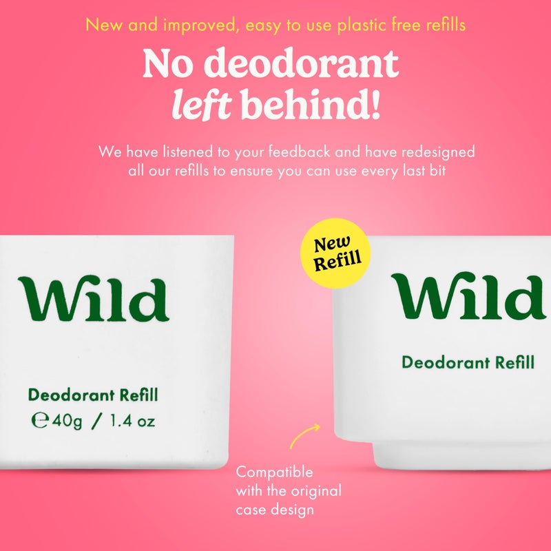 Wild Aluminum Free Deodorant Starter Kit - Refillable Stick Deodorant with Aqua Applicator Case & Vegan Refill Variety Pack - Fresh Cotton & Sea Salt, Cherry Blossom and Coconut & Vanilla Scents - Image 3