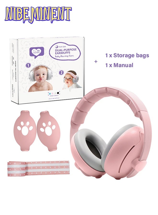 NIBEMINENT Baby Soundproof Earmuffs, 2 In 1 Baby Head-Mounted Ear Defenders, Baby Ear Protection Noise Cancelling Headphones, for 3-24 Months Baby and Toddler Sleeping Studying - Image 1