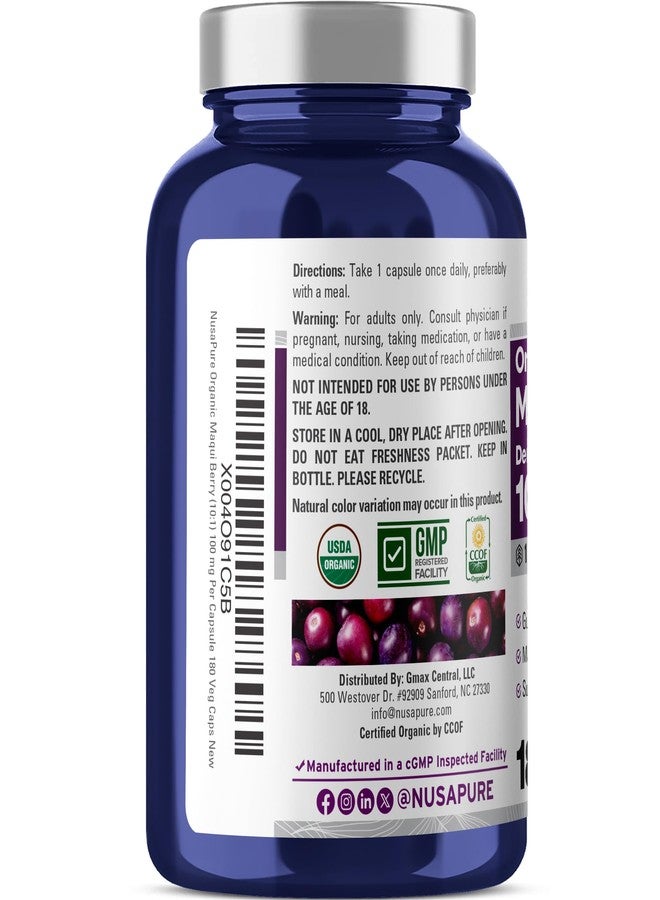 NusaPure Organic Maqui Berry, Non-GMO, Vegan, 100mg, 180 Veg Capsules - 180 Servings - Image 3