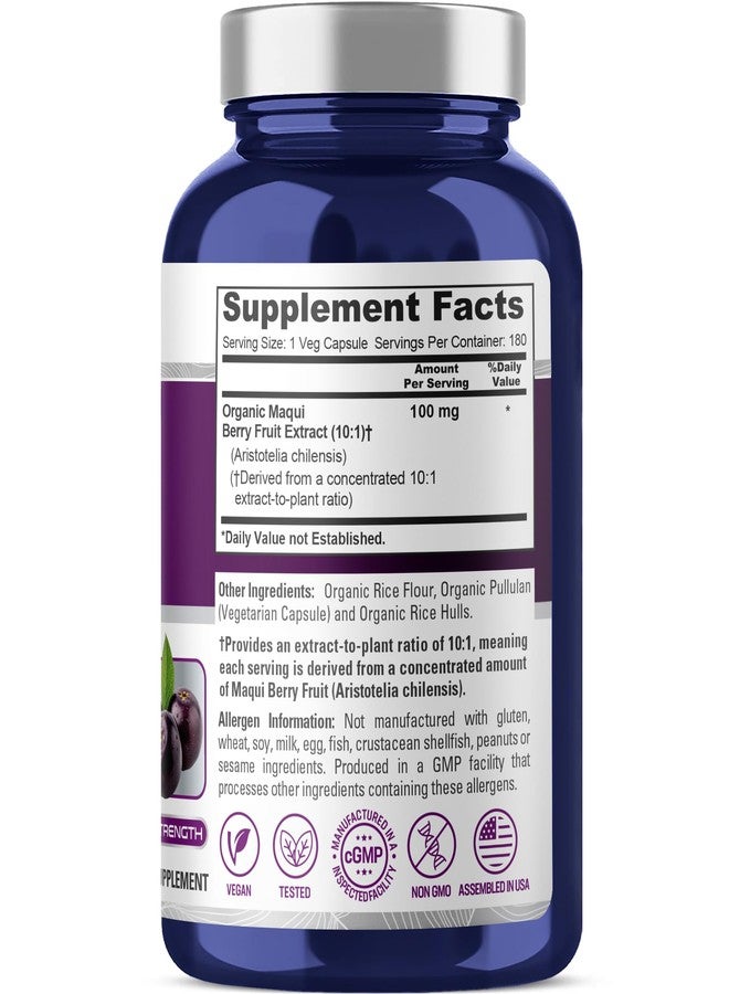 NusaPure Organic Maqui Berry, Non-GMO, Vegan, 100mg, 180 Veg Capsules - 180 Servings - Image 2