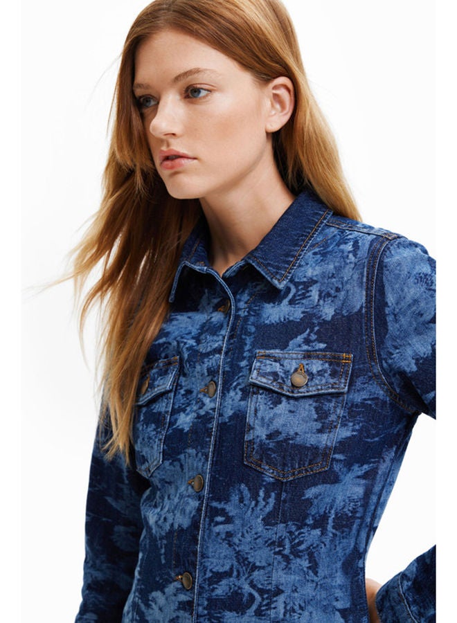 DESIGUAL فستان جينز استوائي قصير  - Image 3