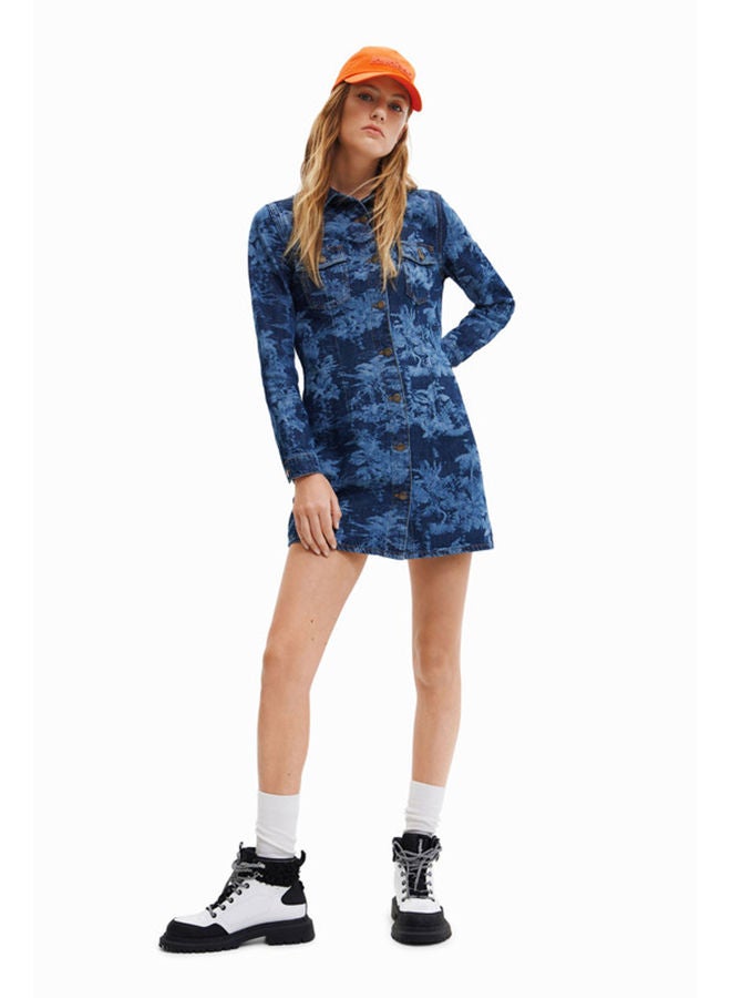 DESIGUAL فستان جينز استوائي قصير  - Image 2