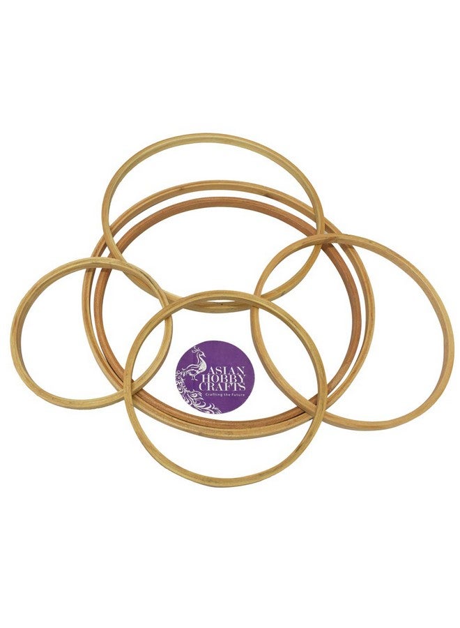 Asian Hobby Crafts Wooden Ring Set of 5 - 5,6,8,9,10 inches for Hobby Crafts, Embroidery, Dream Catchers - Image 2