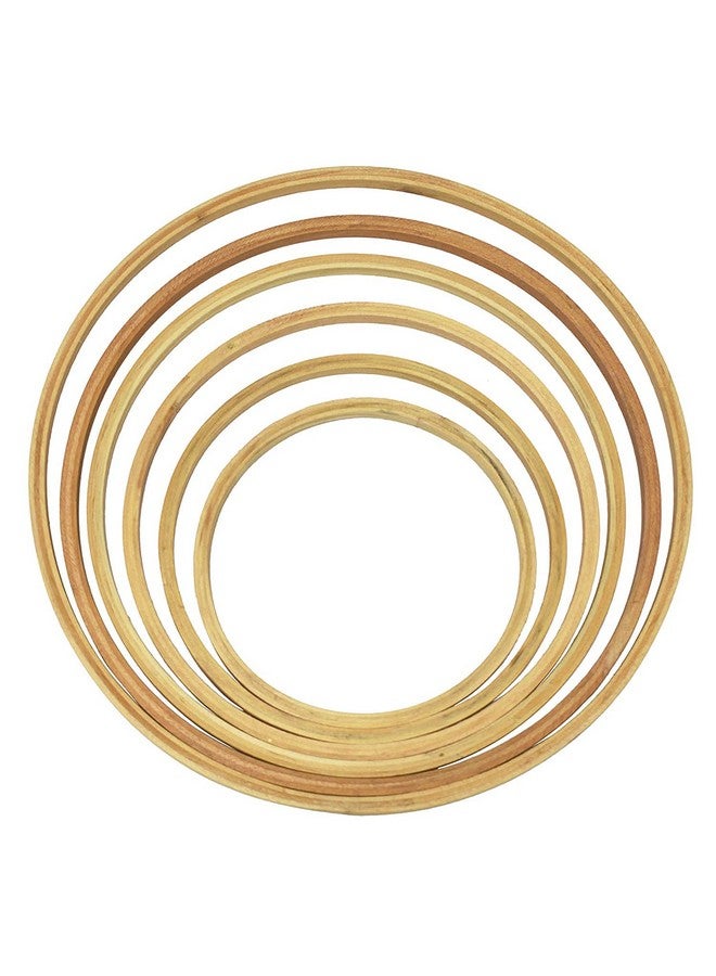 Asian Hobby Crafts Wooden Ring Set of 5 - 5,6,8,9,10 inches for Hobby Crafts, Embroidery, Dream Catchers - Image 1
