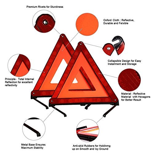 XOOL Emergency Warning Triangle Kit – Roadside Safety Kit with Reflective Warning Triangles, High-Visibility Safety Vests, Storage Bag & Gloves for Car Breakdowns & Emergencies - Image 3