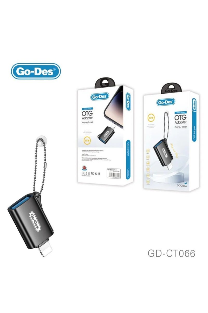 GO-DES Mini For iPhone using adpater for lighting to USB data transmit OTG Adapter