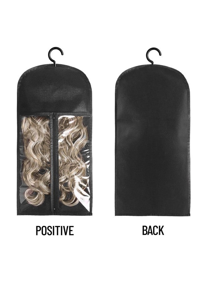 AIHOPESTO 3Pcs Wig Hanger Hair Extension Holder Wig Storage For Multiple Wigs Bags Storage With Hanger Wig Holder Dustproof Hair Extension Storage With Hook Hair Extensions Wigs & Accessories (Black) - Image 3