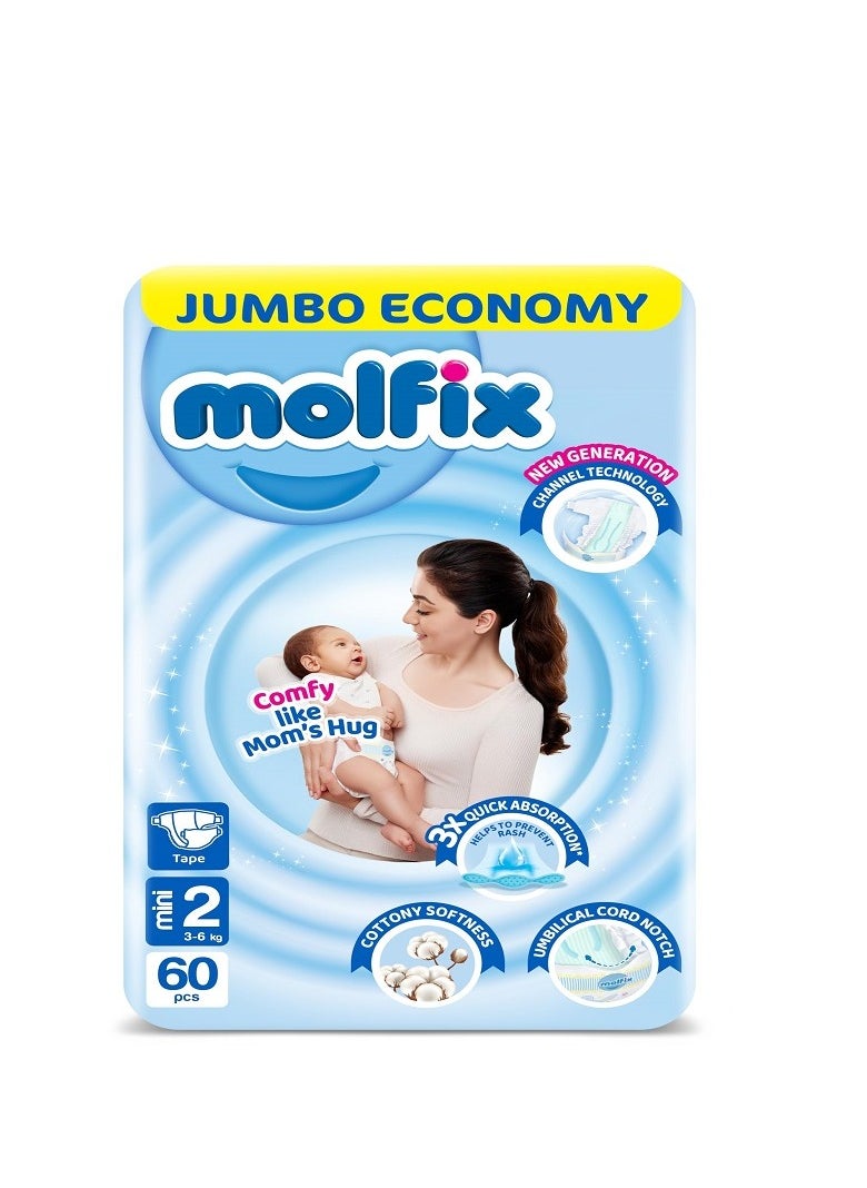 Molfix - Baby Diapers - Jumbo Pack - Mini Size 2 - 60 Pieces 