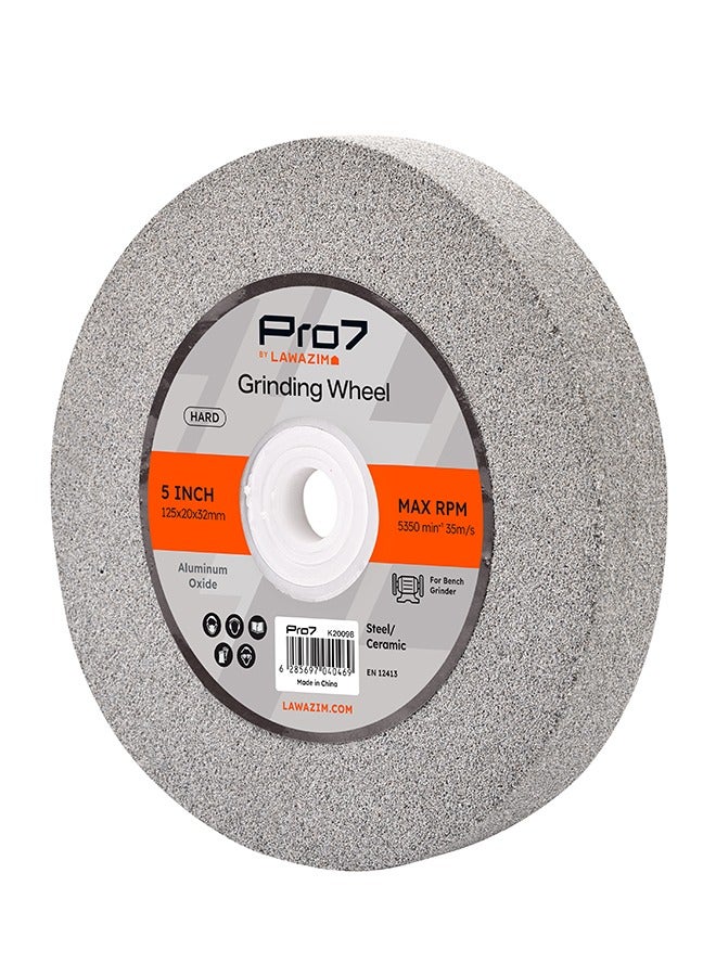 LAWAZIM Pro7 Hard Grinding Wheel - 5inch - Grinding Stone Wheel with High Efficiency - for Metal, Stone, Rust Removal, Deburring, and Surface Finishing - Image 1