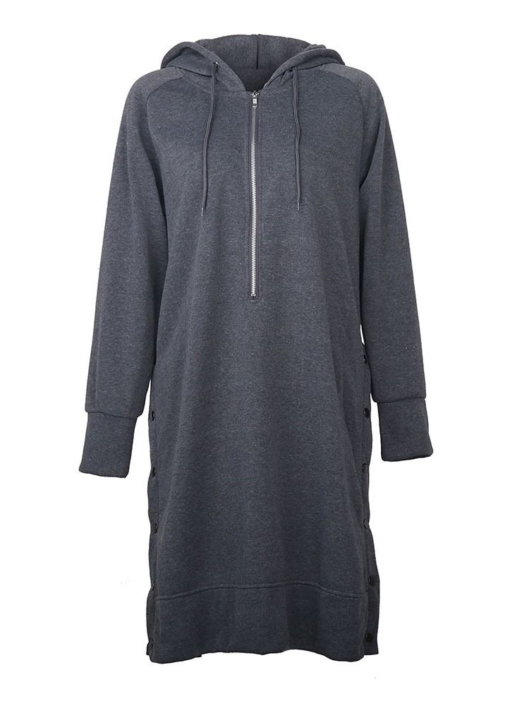 Loquat Four button Long Sleeve Long Split Hoodie