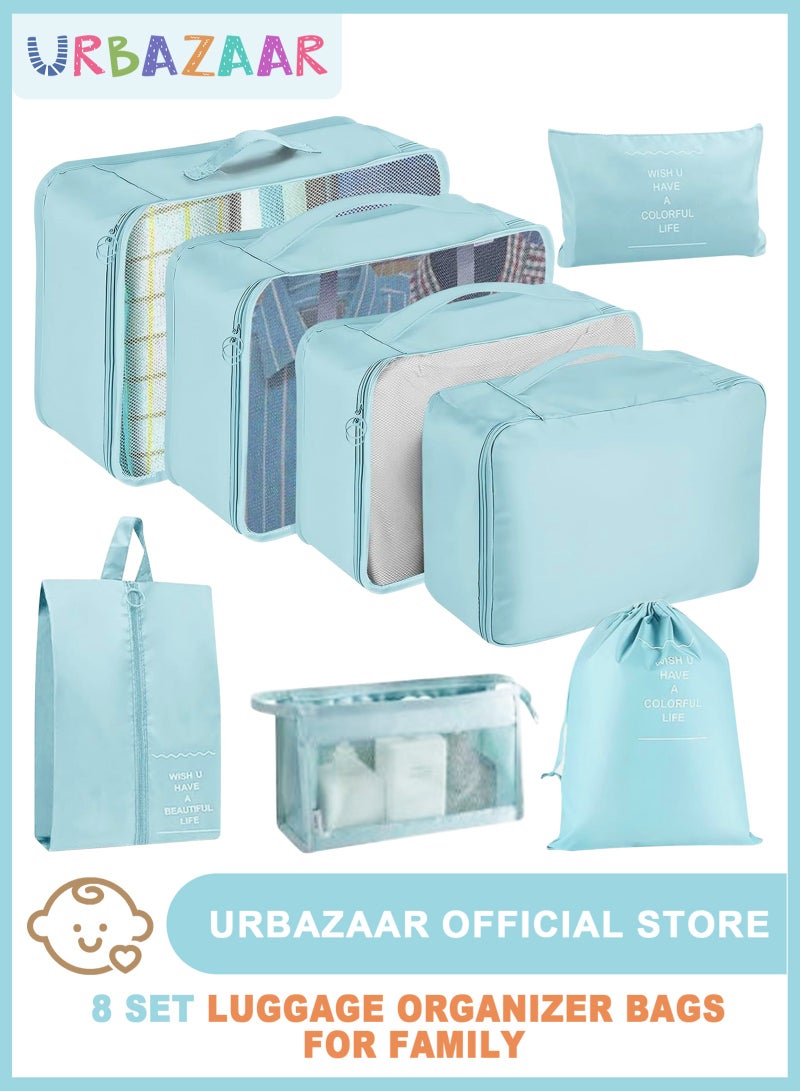 URbazaar 8Pcs Travel Luggage Packing Organizers Set with Toiletry Diaper Bag - Image 1