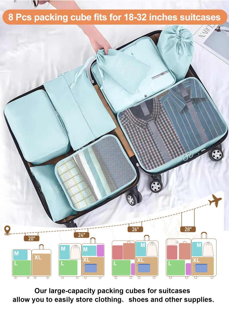 URbazaar 8Pcs Travel Luggage Packing Organizers Set with Toiletry Diaper Bag - Image 5