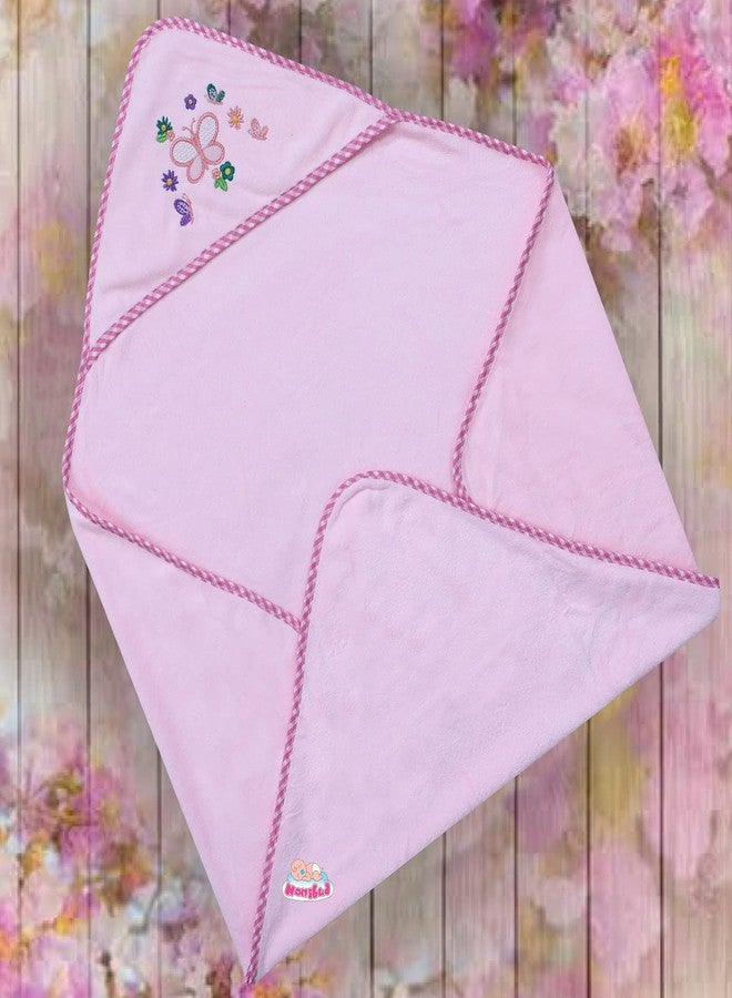 Nonibud Super Soft Baby Bath Towel with Hood | Baby Wrapper |Lightweight, Breathable, Travel-Friendly | Size-70X70 cms (Baby Pink) - Image 5