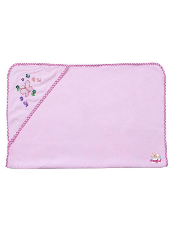 Nonibud Super Soft Baby Bath Towel with Hood | Baby Wrapper |Lightweight, Breathable, Travel-Friendly | Size-70X70 cms (Baby Pink) - Image 2