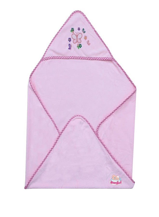 Nonibud Super Soft Baby Bath Towel with Hood | Baby Wrapper |Lightweight, Breathable, Travel-Friendly | Size-70X70 cms (Baby Pink) - Image 1