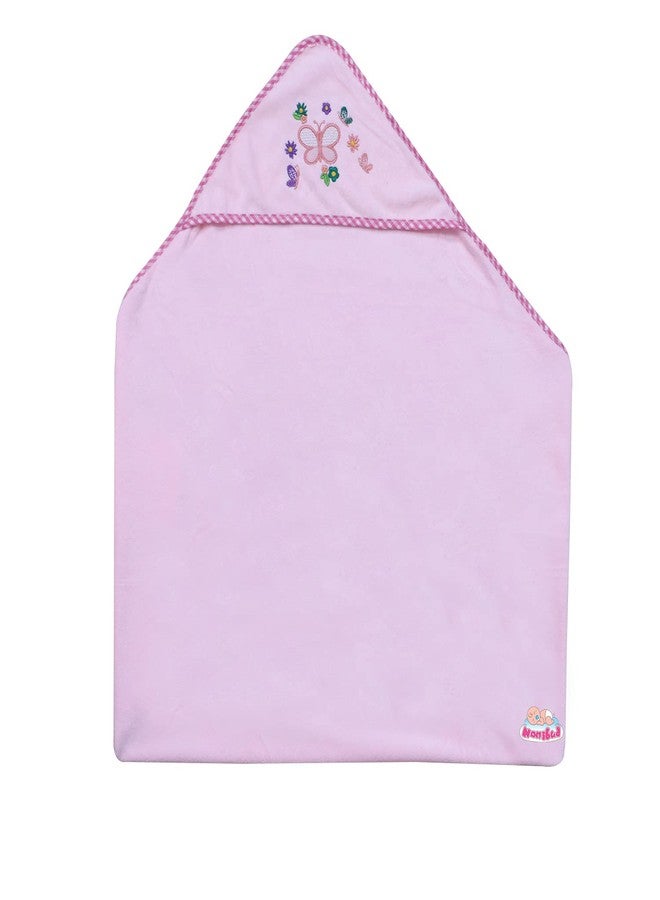 Nonibud Super Soft Baby Bath Towel with Hood | Baby Wrapper |Lightweight, Breathable, Travel-Friendly | Size-70X70 cms (Baby Pink) - Image 3
