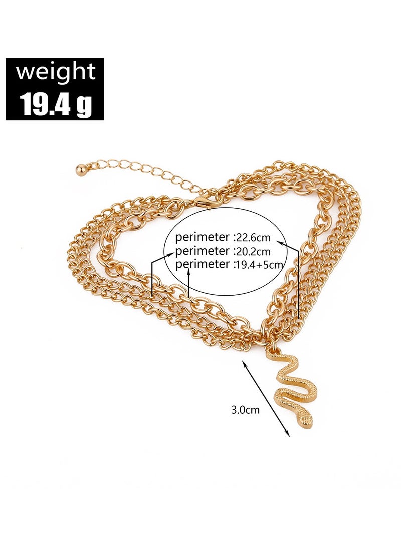 سوار كاحل ثعبان سلسلة تمديد مجوهرات قدم رقيقة من سبائك معدنية للنساء والفتيات هدية مثالية لعيد الميلاد أو عيد الحب باللون الذهبي - Image 3