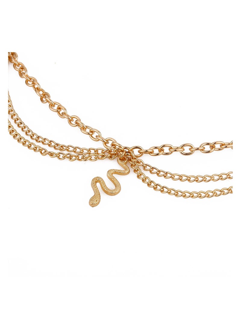 سوار كاحل ثعبان سلسلة تمديد مجوهرات قدم رقيقة من سبائك معدنية للنساء والفتيات هدية مثالية لعيد الميلاد أو عيد الحب باللون الذهبي - Image 5