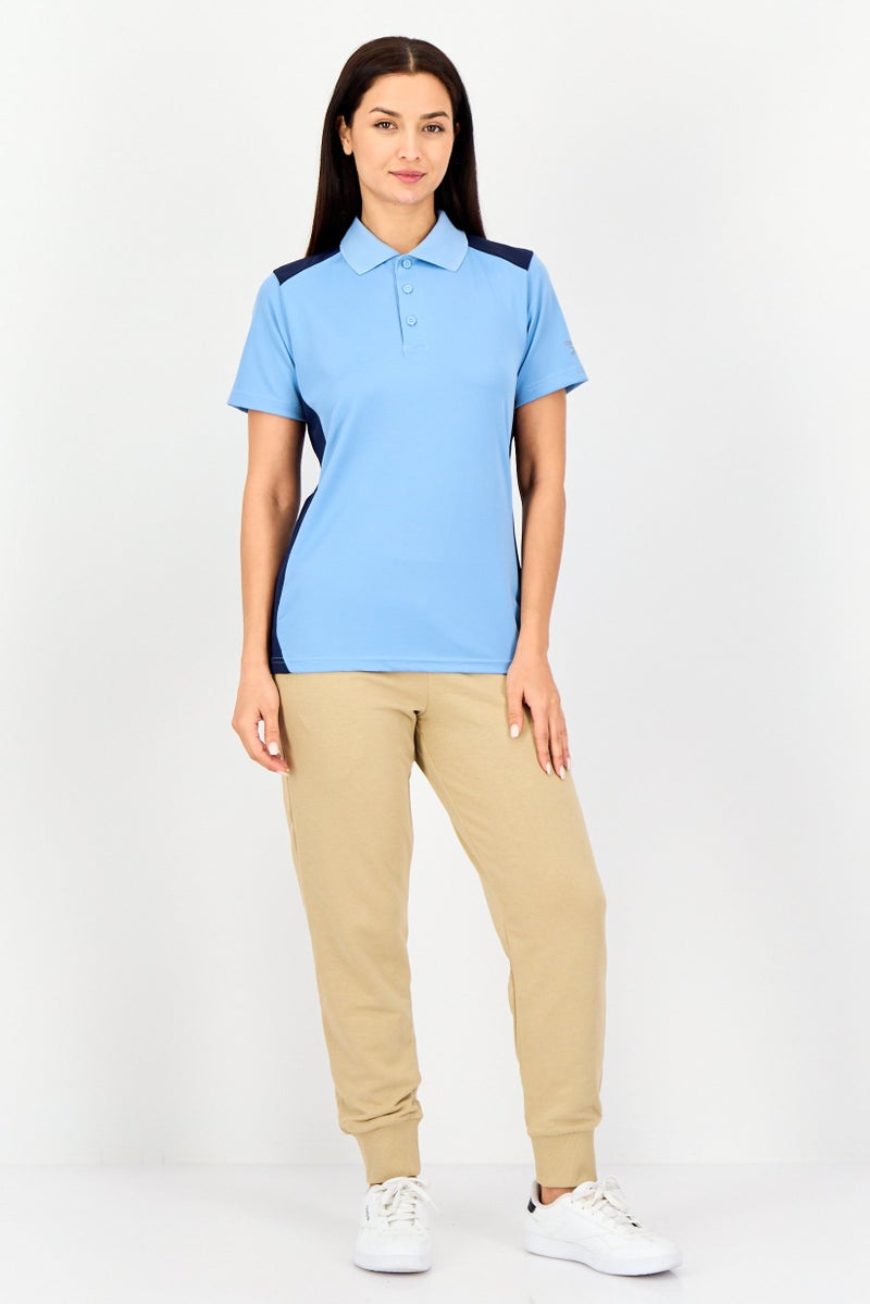 Reebok Women Sportswear Fit Short Sleeve Training Polo Shirt, Light Blue - Image 4