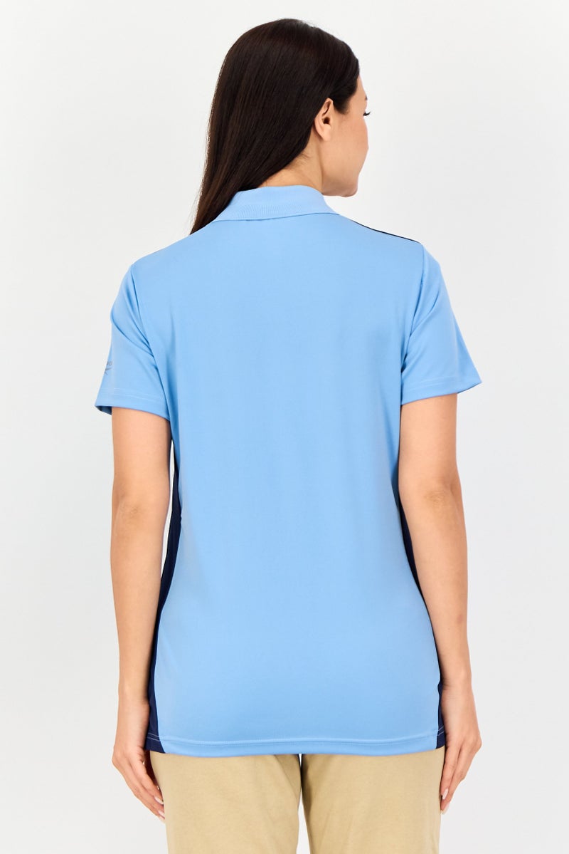 Reebok Women Sportswear Fit Short Sleeve Training Polo Shirt, Light Blue - Image 3
