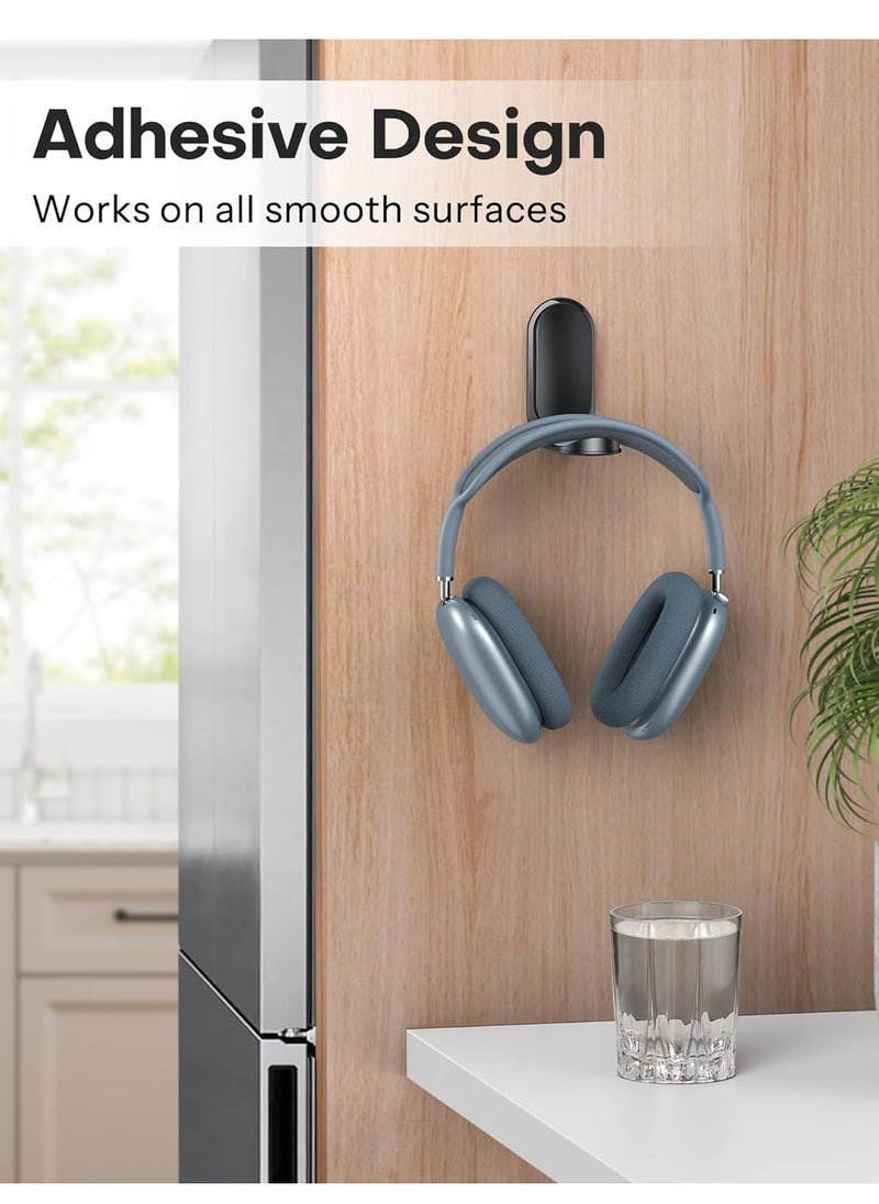 Generic Headphone Stand for Desk, Foldable Sticky Headset Stand Holder, PC Gaming Headphone Holder with Non-Slip Silicone, Wall Mount Gaming Desk Accessories for Airpods Max, All Headphones- Black  - Image 3
