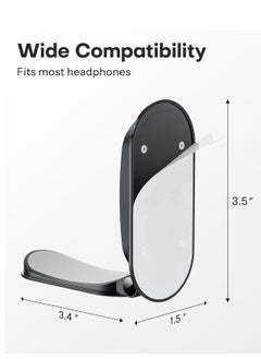 Generic Headphone Stand for Desk, Foldable Sticky Headset Stand Holder, PC Gaming Headphone Holder with Non-Slip Silicone, Wall Mount Gaming Desk Accessories for Airpods Max, All Headphones- Black  - Image 2