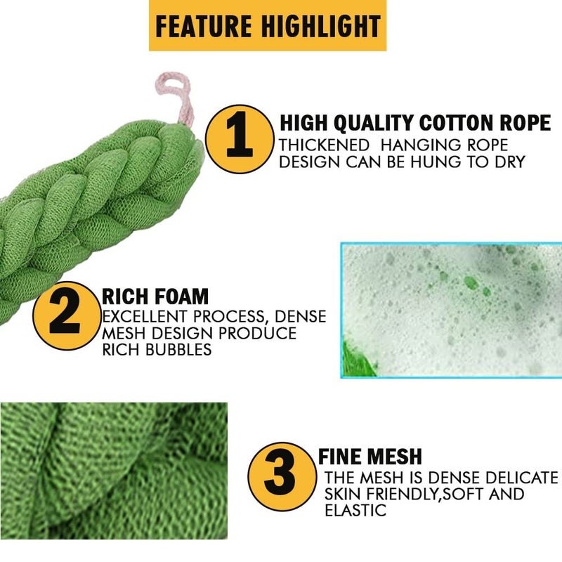 Tandem Exfoliating Loofah Bath Brush/Belt/Back Brush/Back Scrubber with Strings for Men & Women (Assorted) (1 Pc) - Image 4