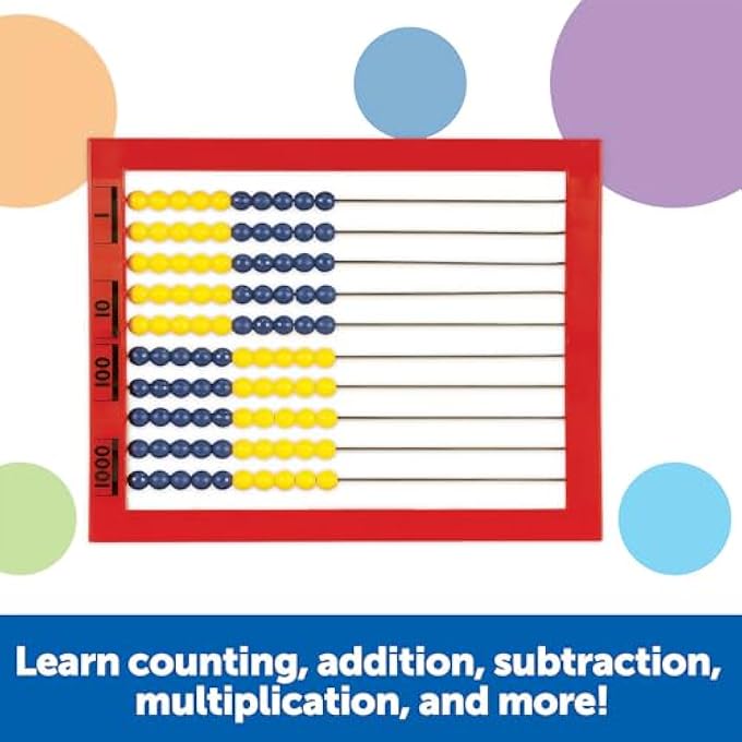 2-COLOR DESKTOP ABACUS | RED FRAME | COLOR CODED | MATH CONCEPTS | AGES 5+ - Image 2