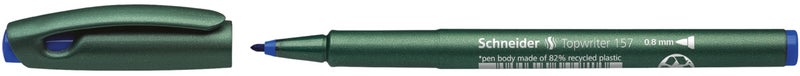 Schneider قلم شرايدر توبرايتر 157 برأس ألياف، 0.8 مم، أسطوانة خضراء، حبر أزرق، علبة من 10 أقلام (115703) - Image 3