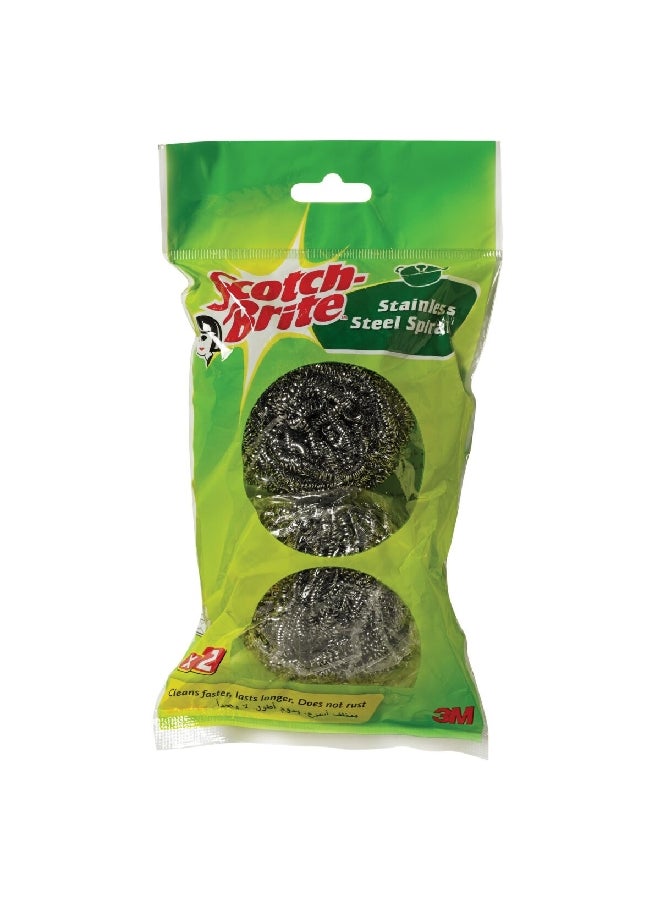 Scotch Brite 2-Piece Durable Stainless Steel Spiral Utensil Scrubber Silver 4.6 x 15.8 x 10 cm XN005305