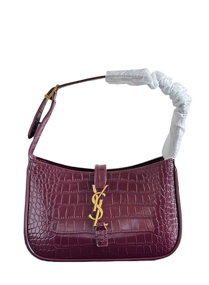 YSL Le 5 a 7 Hobo Croc-embossed leather Shoulder Bag