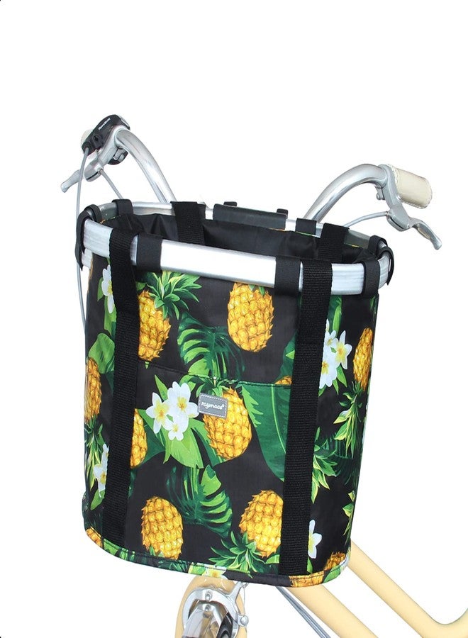 RAYMACE Bicycle Basket Dog Bike Handlebar Basket Front,Folding Detachable Quick Release Easy Install,Cycling Picnic Bag (Ananas) - Image 1