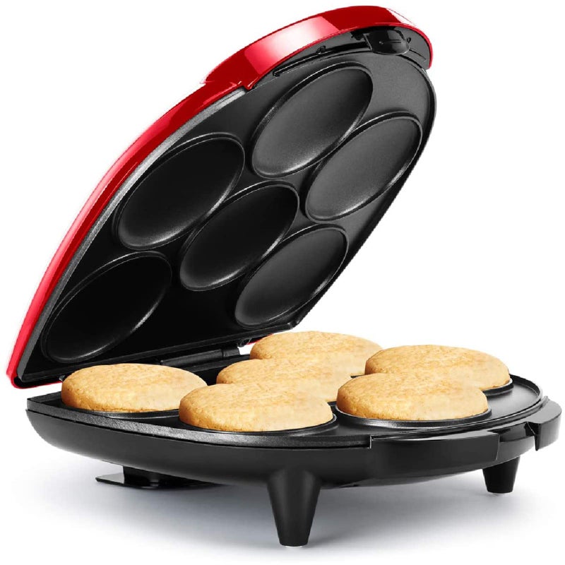 Holstein Housewares Holstein Housewares NonStick 6Section MultiFood Maker  Arepas Mini Pancakes Corncakes and More 6PC Metallic Red 