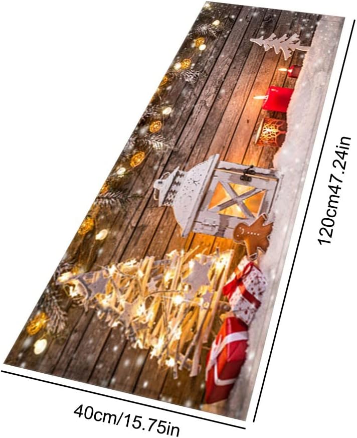 klarako Christmas Area Rugs Doormats Home Decoration, Nonslip Xmas Floor Carpets Santa Claus Xmas Tree Print Christmas Welcome Doormat for Home Living Room Bedroom Dorm Decor (A) - Image 4