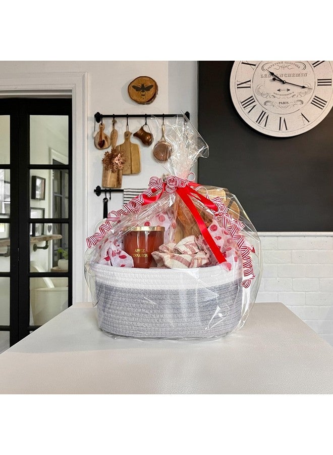 جوود بيك سلة تخزين صغيرة منسوجة من جودبيك بمقابض، سلال حبال قطنية للهدايا الفارغة، ألعاب الكلاب، الحفاضات، المناشف، سلال عيد الفصح للأطفال، 12 × 8 × 5 بوصة، رمادي - Image 4