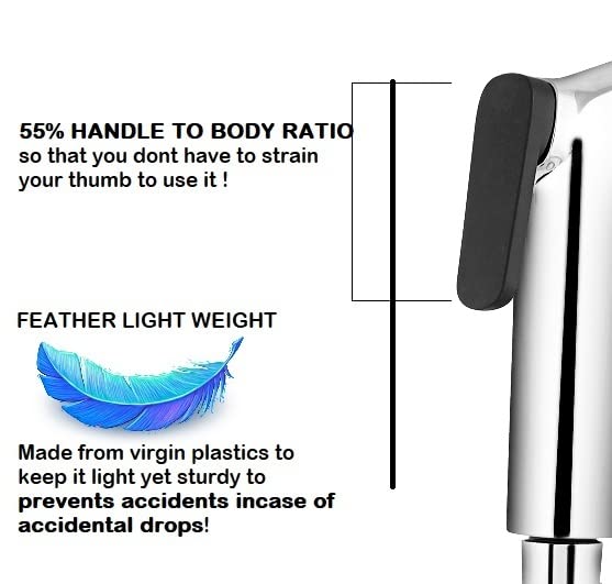 MARCOWARE MARCOWARE ABS Light Weight Polished Health Faucet with Ss304 Ultra Flexible Hose and Wall Hook Silver - Image 3