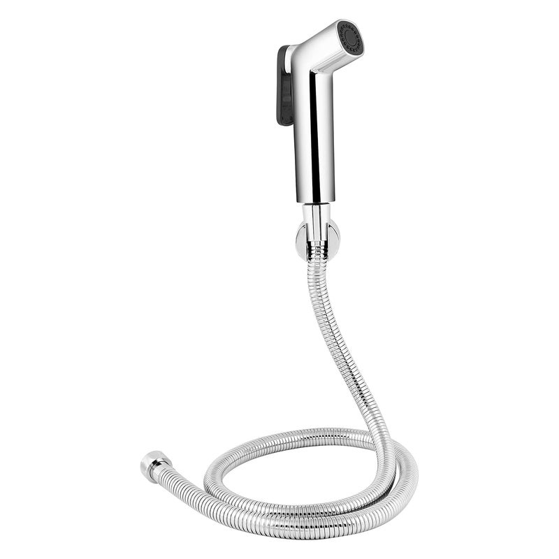 MARCOWARE MARCOWARE ABS Light Weight Polished Health Faucet with Ss304 Ultra Flexible Hose and Wall Hook Silver - Image 1