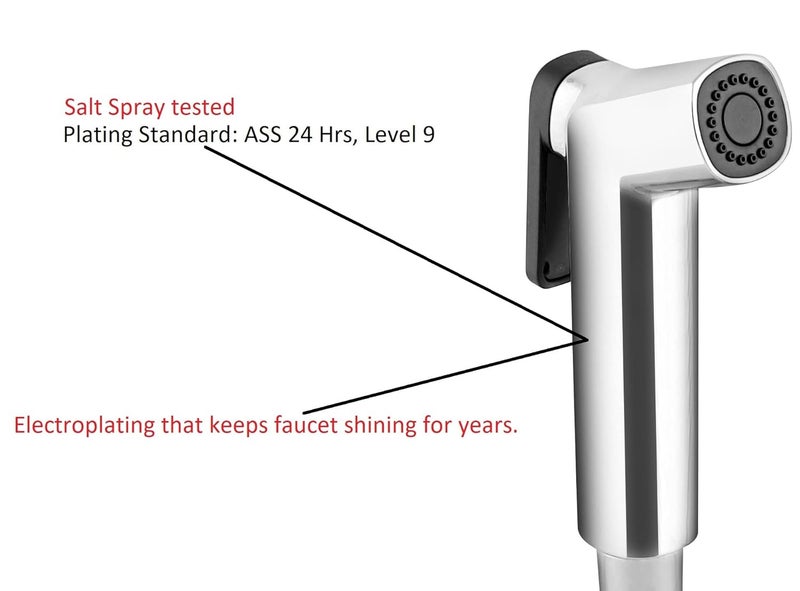 MARCOWARE MARCOWARE ABS Light Weight Polished Health Faucet with Ss304 Ultra Flexible Hose and Wall Hook Silver - Image 5