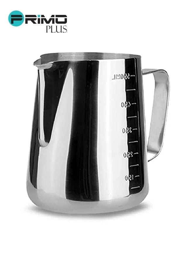 PRIMO PLUS Stainless Steel Milk Frothing Coffee Jug Silver 350ml - Image 1