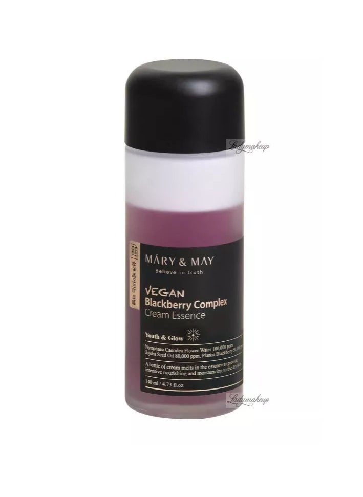 MARY & MAY - Mary&May Vegan Blackberry Complex Cream Essence - Intense Hydrating & Soothing Face Essence - Fragrance-Free, Hypoallergenic, Deep Moisture, Anti-Aging, Boost Elasticity, Korean Skincare, 4.73 fl.oz. - Image 1
