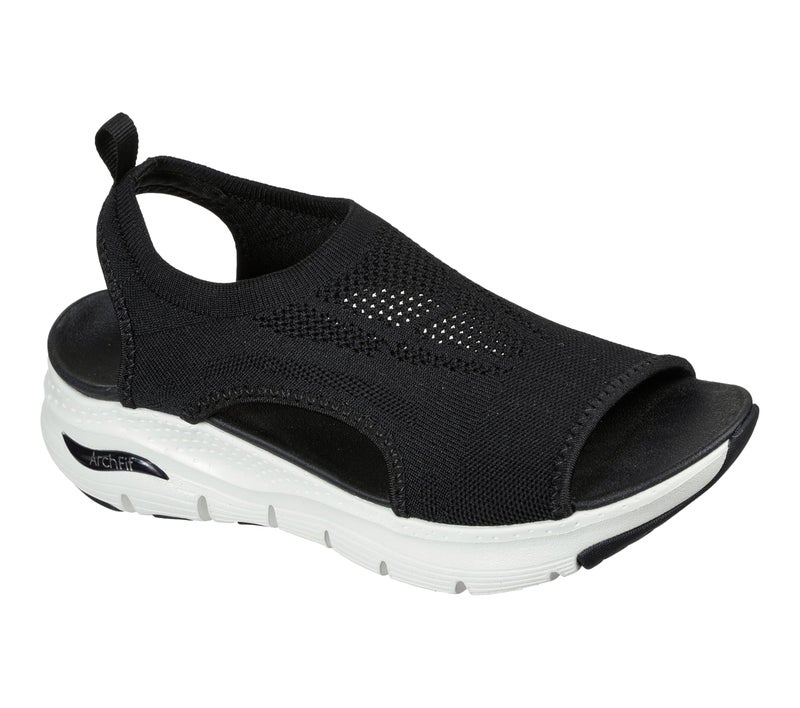 Skechers Women's Arch Fit - City Catch Womens Knit Slip-On Sandals, Black, 9 - Image 5