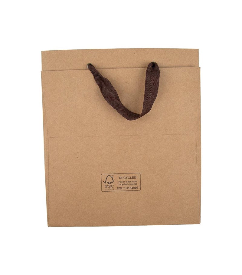 Daiso Kraft Paper Bag, Brown, 27 x 24 x 24 cm, Durable Eco-Friendly Shopping & Gift Carry Bag with Strong Handles - Image 1