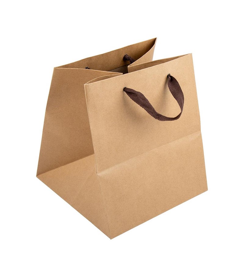 Daiso Kraft Paper Bag, Brown, 27 x 24 x 24 cm, Durable Eco-Friendly Shopping & Gift Carry Bag with Strong Handles - Image 3
