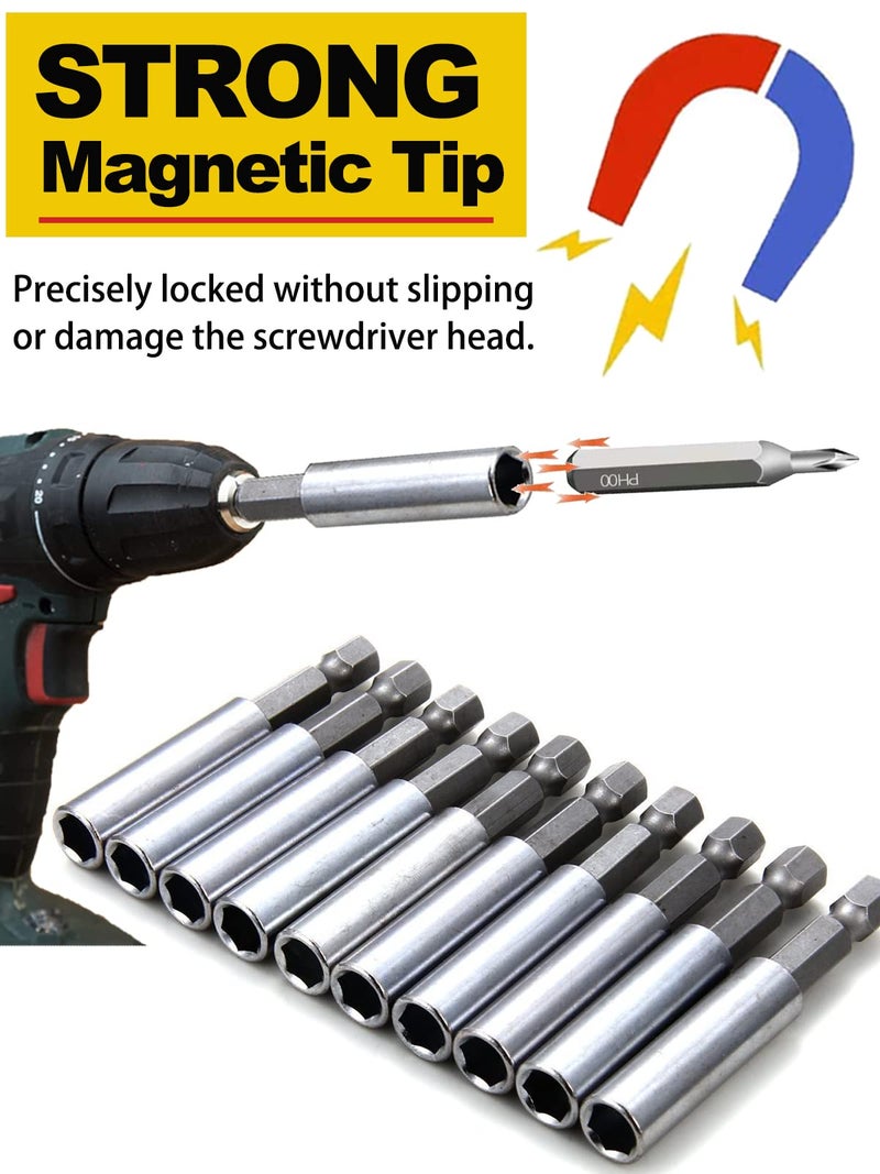Rocaris 100 Pack Magnetic Extension Socket Drill Bit Holder 1/4" Hex Power Tools, 60mm/2.36 Inch, Bulk Purchase - Image 3