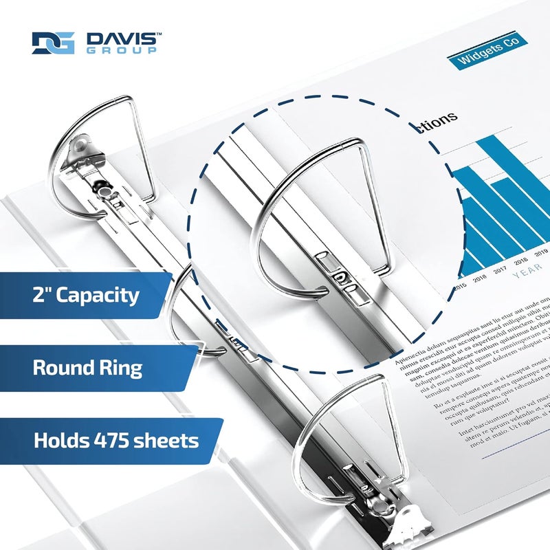 Davis Group Premium Economy 6-Pack 3-Ring Binders for School or Office, D-Ring Binders, 2 Inch, White - Image 2