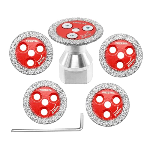 FOCSTOL Mini Diamond Engraving Saw Blade - FOCSTOL 5pcs 1-9/16 Inch(40mm) Cutting Disc with 1pc 5/8''-11 Thread Flange for Marble Granite Artificial Stone Porcelain Tile Ceramic - Image 1